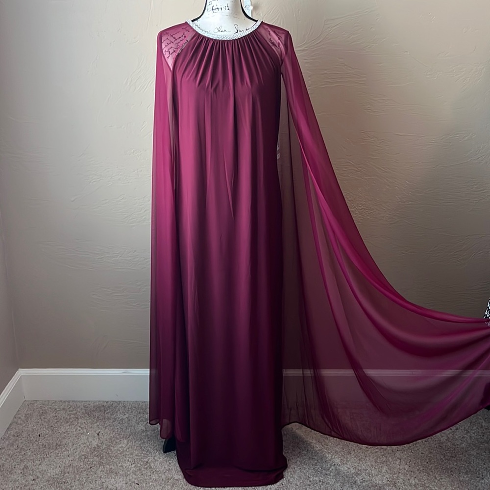Beautiful maroon dress with maroon cape